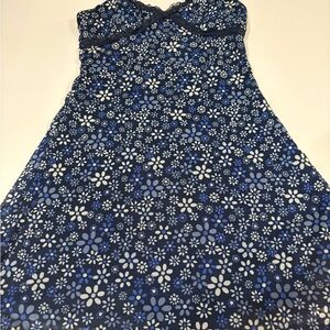 Navy Floral Strapless Dress